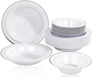 WPACK 12oz tek kullanımlık plastik gümüş plastik salata kaseleri için mükemmel parti ve düğün ve tatil malzemeleri