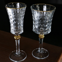 Verre à vin rouge et à champagne de style français avec cristal de galvanoplastie doré pour hôtels vintage européens