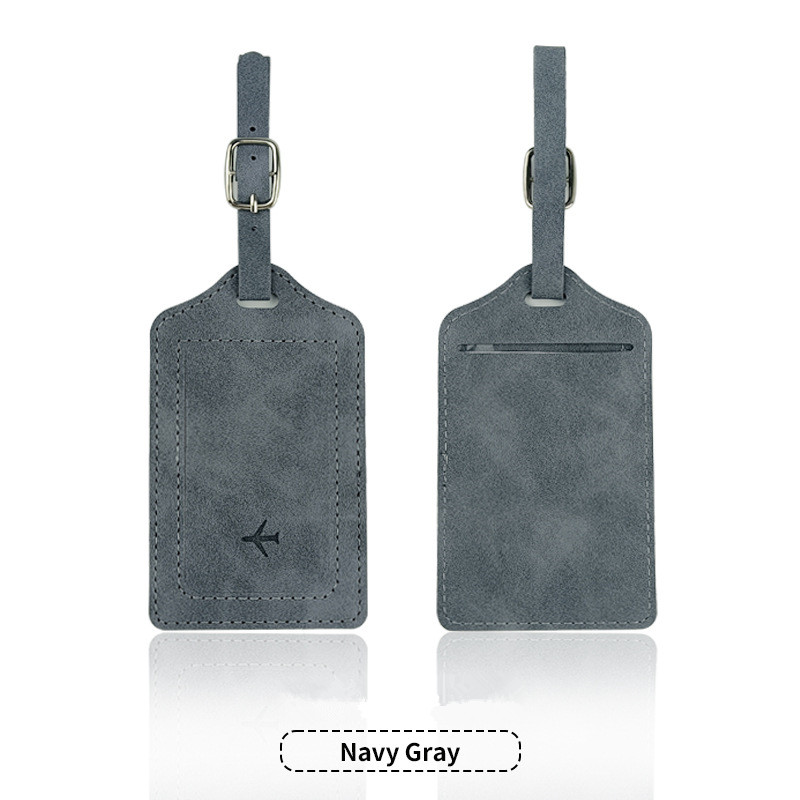 Etiqueta de equipaje gris marino