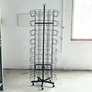 8 tầng quay dây kim loại khăn ăn đứng Khăn ăn <span class=keywords><strong>CD</strong></span> bưu thiếp chủ hiển thị màu đen 64 túi xoay giá - Product Image 3