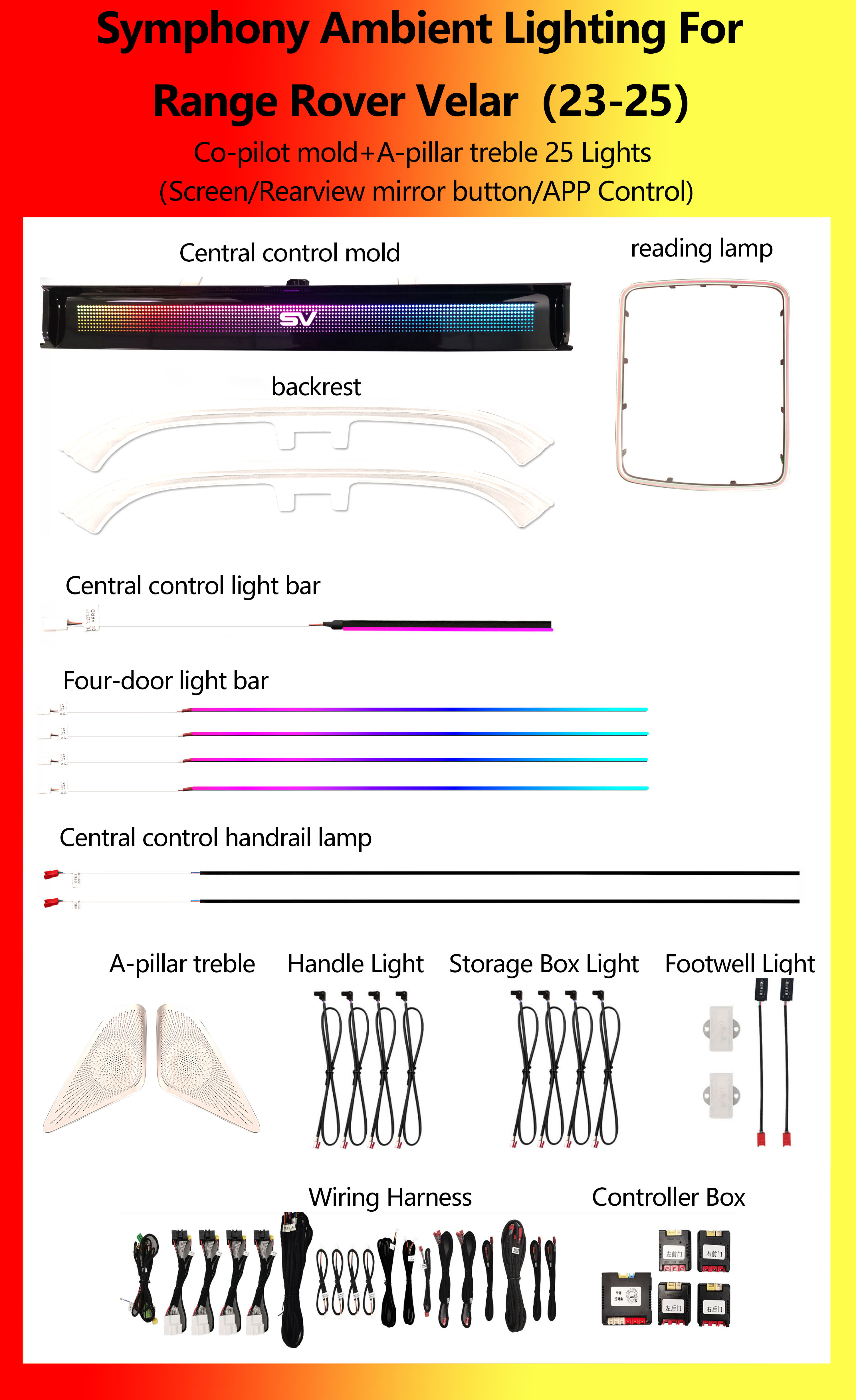 Range Rover Velar Co-pilot+A-pillar treble Symphony 25 Lights