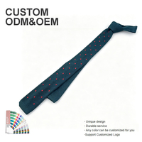 Cravates en tricot de polyester à pois, personnalisées avec logo brodé, à extrémités plates, fines et décontractées, pour hommes, pour affaires et mariages, vente en gros