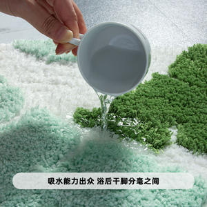 Thickened Microfiber <b>Bath</b> <b>Mat</b> <b>Leaf</b> Pattern Absorbent Quick Dry Non Slip Square Minimalist Design - Product Image 2