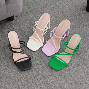 Nouvelles sandales à talon épais et fines, polyvalentes et simples, à porter de deux façons, chaussures pour femmes en vente flash - Product Image 6