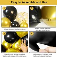 Kit d'arc de guirlande de ballons en Latex de confettis d'or noir pour des décorations d'anniversaire