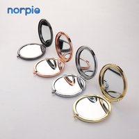 Miroir de poche rond en métal Cadeau promotionnel Miroir compact à gravure laser en métal vierge