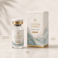 Étiquettes personnalisées pour flacons de peptides avec boîte, ensemble d'autocollants pour petits flacons, emballage pour échantillons cosmétiques, service d'impression OEM