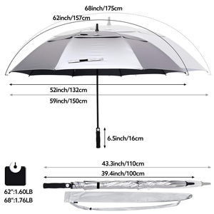 Grand parapluie de golf 68 pouces avec manche en fibre de verre, résistant au vent, pour le golf, la plage et la terrasse - Product Image 4