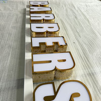 Lettres en acier inoxydable doré poli rétroéclairées avec canal pour enseignes LED haut de gamme pour entreprises de signalétique commerciale