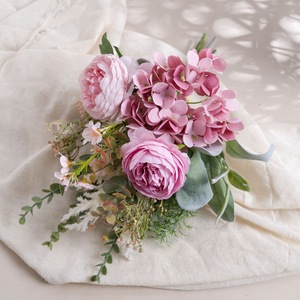 Bouquet de fleurs artificielles Hai Xi Lu Lian, roses roses, hortensias, décoration de mariage à domicile CF01384 - Product Image 3