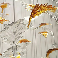 Lustre suspendu en verre LED de style moderne, feuille d'érable, décoration, salle de banquet, hall d'hôtel, villa, luxe