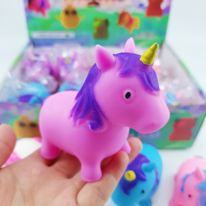 Balle anti-stress licorne en caoutchouc souple TPR à pétrir, jouet musical licorne cheval en pâte à modeler pour soulager le stress - Product Image 6