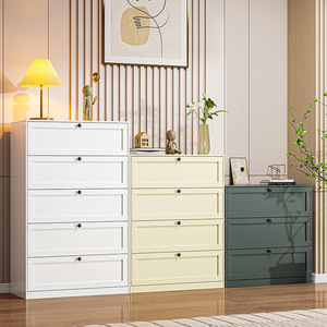 ตู้ลิ้นชักสีขาวห้าชั้นพร้อมกระจกและท็อปตกแต่งสำหรับใช้ในบ้าน - Product Image 2