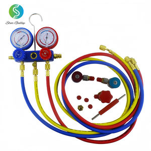 Ajuste de manguera Anti-impacto Preciso Colector de 2 vías Manómetro de refrigeración R134a Herramienta de <span class=keywords><strong>aire</strong></span> <span class=keywords><strong>acondicionado</strong></span> automático SG.137.050 - Product Image 4