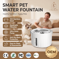 Fontaine à eau pour animaux de compagnie 2 litres, pompe automatique silencieuse rechargeable, filtre 4 couches, distributeur d'eau pour chat en acier inoxydable anti-secage