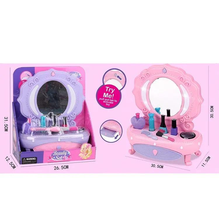 Children's Home Dressing Table Dream Princess Doll Jewelry Toy Set with Light Music Dressing Table with Horse