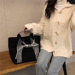 2024 prodotti più caldi all'ingrosso borsa da <span class=keywords><strong>donna</strong></span> con fiocco borsa di tela per lo shopping quotidiano borsa leggera - Product Image 5