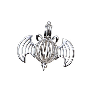 Collier avec pendentif chauve-souris en argent S925, style européen et américain, accessoires de bricolage, cage sans trou de 7-8 mm, porte-perle vide - Product Image 5