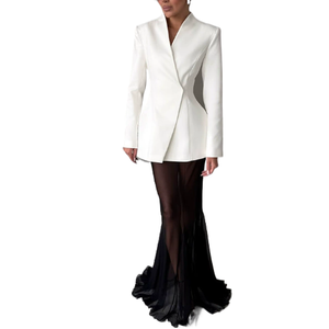 <span class=keywords><strong>Tenue</strong></span> deux pièces pour femmes <span class=keywords><strong>Chic</strong></span> Office Ready avec blazer à motif solide <span class=keywords><strong>et</strong></span> haut court pour un style professionnel - Product Image 4