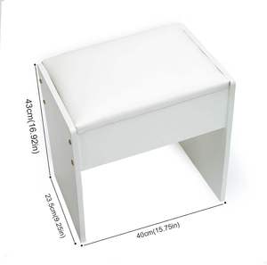 Coiffeuse de chambre en chêne avec tiroirs, éclairage LED intelligent, tabouret sur pied et <span class=keywords><strong>panneau</strong></span> MDF moderne - Product Image 6