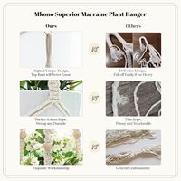Panier suspendu en macramé avec perles en bois, décoration moderne pour la maison, 35 pouces, tissu ivoire 100% coton, imperméable, écologique (POTS non inclus)