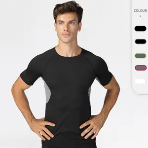 Maglietta sportiva a maniche corte per allenamento di corsa ad asciugatura rapida e traspirante da uomo collant t-shirt a compressione t-shirt da uomo marca