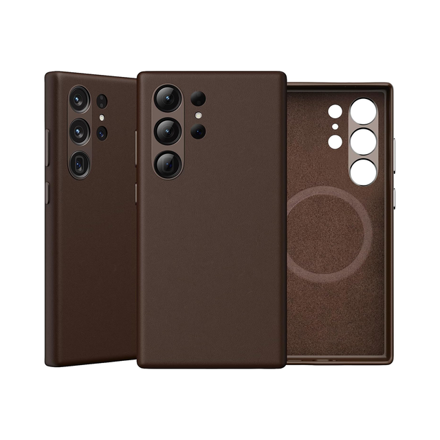 High Quality Customized Design Genuine Leather Phone Case Full Grain Leather for Samsung Galaxy S24 Ultra