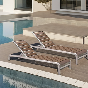 Chaise longue pliable Kerr Discount pour piscine extérieure, en aluminium brun, durable, écologique, style moderne minimaliste - Product Image 2