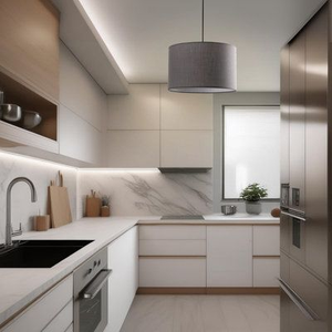 Juego de Gabinetes de Cocina Modernos en Forma de L, Lacados en Gris, con Despensa - Product Image 5