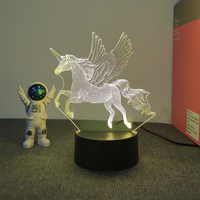 Veilleuse LED 3D moderne Base en ABS multicolore Pegasus Dream Veilleuses LED pour enfants pour chambre d'adolescents