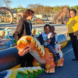 Shopping Mall Park Small Electric Ride On Animated Dinosaur Animatronic Riding Toy 2 Seats to Ride for Children Kiddie