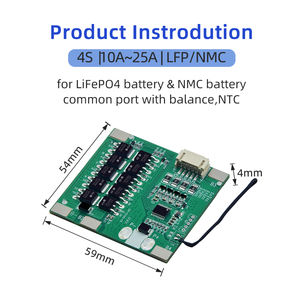 XJ BMS <span class=keywords><strong>4S</strong></span> 12V <span class=keywords><strong>LifePO4</strong></span> 10A 15A 20A 25A 배터리 관리 시스템 (LFP NMC 리튬 이온 배터리용, 밸런스 및 NTC 온도 보호 기능 포함) - Product Image 2