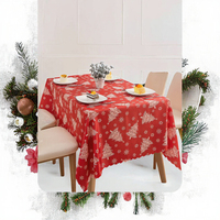 Nouvelle nappe de Noël tendance, rouge, en polyester/coton, imprimée, faite à la main, design moderne de dessins animés, anti-taches, lavable, pour usage domestique, personnalisable