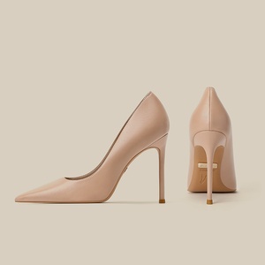 Chaussures à talons aiguilles en peau de mouton souple pour femme, bout fin pointu, couleur unie, nouvelle collection Printemps-Été-Automne 2025, polyvalentes, couleur nude, professionnelles, 8/6/10cm - Product Image 3