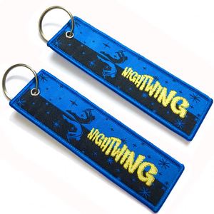 Wholesale <b>Customized</b> <b>Key</b> Flight Label Jet Tag Fabric Woven Brand Embroidered Keychain Promotional Gifts - Product Image 3