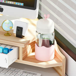 Support d'écran de bureau en bois Lida, support d'angle triangulaire à double couche pour écran d'ordinateur de bureau - Product Image 2