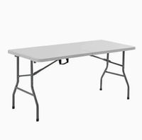 Table pliante double en plastique avec cadre métallique, directement de l'usine ; Table de marché extérieure de style stand ; Table à manger domestique ; Portable
