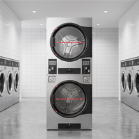 Séchoir à linge professionnel à double couche, à monnayeur, chauffage électrique ou au gaz en option