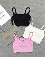 Soutien-gorge de sport à maintien élevé avec bretelles croisées, motif uni, dos croisé, séchage rapide, en Spandex/Nylon, sans coutures, pour Pilates et Yoga