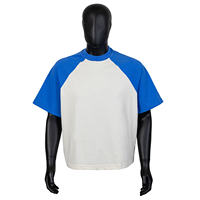 T-shirt personnalisé 100% coton avec impression sérigraphique, manches raglan, coupe ample et courte, style boxy, pour hommes