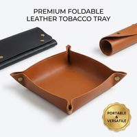 Plateau de rangement pliable en cuir PU de qualité supérieure avec boutons-pression pour accessoires de fumeur et stockage de tabac, vente en gros