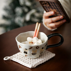 Taza de Porcelana con Diseño de Osito y Corazón para Niñas, Taza Infantil para Desayuno, Reutilizable, Apta para Alimentos, Resistente al Calor, Apta para Lavavajillas y Microondas - Product Image 3