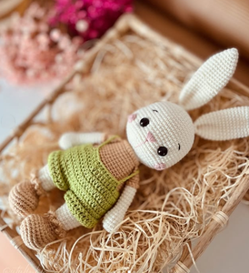 Lait coton matériel fil main Crochet lapin enfants jouets Logo personnalisé et couleur <span class=keywords><strong>yeux</strong></span> <span class=keywords><strong>de</strong></span> <span class=keywords><strong>sécurité</strong></span> pour enfants <span class=keywords><strong>Amigurumi</strong></span> lapin jouets - Product Image 4