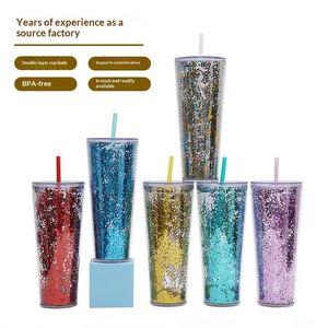 Custom 26Oz 750Ml Eco-Friendly Double-Walled <b>Large</b> Hole Lid Plastic Thick Straw Bubble Tea Transparent Cola <b>Cup</b> Mug With Straw - Product Image 2