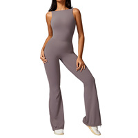 Combinaison de sport et yoga pour femme, personnalisée, effet galbant fessier, décontractée, amincissante, coupe bootcut longue, en Nylon Spandex, pour le fitness et les activités sportives