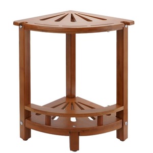 Tabouret de salle de bain triangulaire en bois RUSH 30x30x42,4 cm, banc de douche à double rangement pour femmes enceintes et personnes âgées - Product Image 2