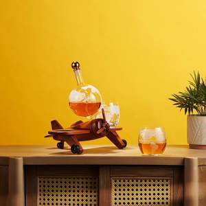 المصفق المصنوع يدويًا من البورسليكات السائل المحفور مع كوبين ويسكي مع اثنين من زجاج الويسكي مع قمع - Product Image 5