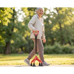 Bastón Ergonómico y Ajustable de 4 Patas, Bastón Rojo de 4 Soportes, Hecho en España KMINA K10071 - Product Image 2