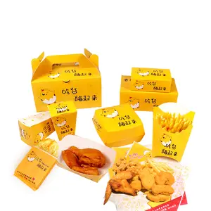 Caixa de sublimação personalizada para frango frito e batatas fritas, caixa dobrável para viagem