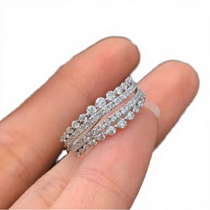Bague de fiançailles en or blanc 18 carats avec zircon et diamant de laboratoire, demi-pavé, plaqué or, pour mariage - Product Image 3
